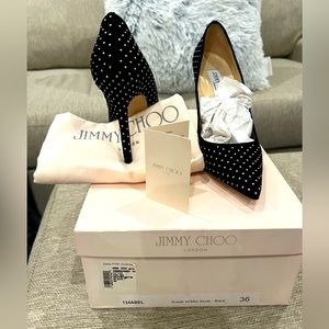 Jimmy Choo Black Pumps, velvet with silver studs. Size 36. US size 6